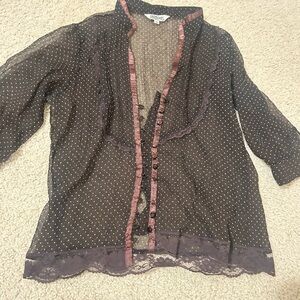 Tramp Black Sheer Polka Dot Blouse